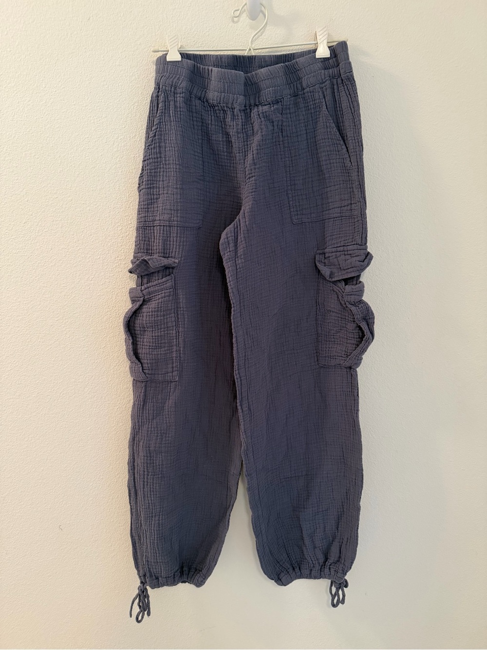 Indigo Rein Slate Blue Cargo Joggers with Drawstring Ankles